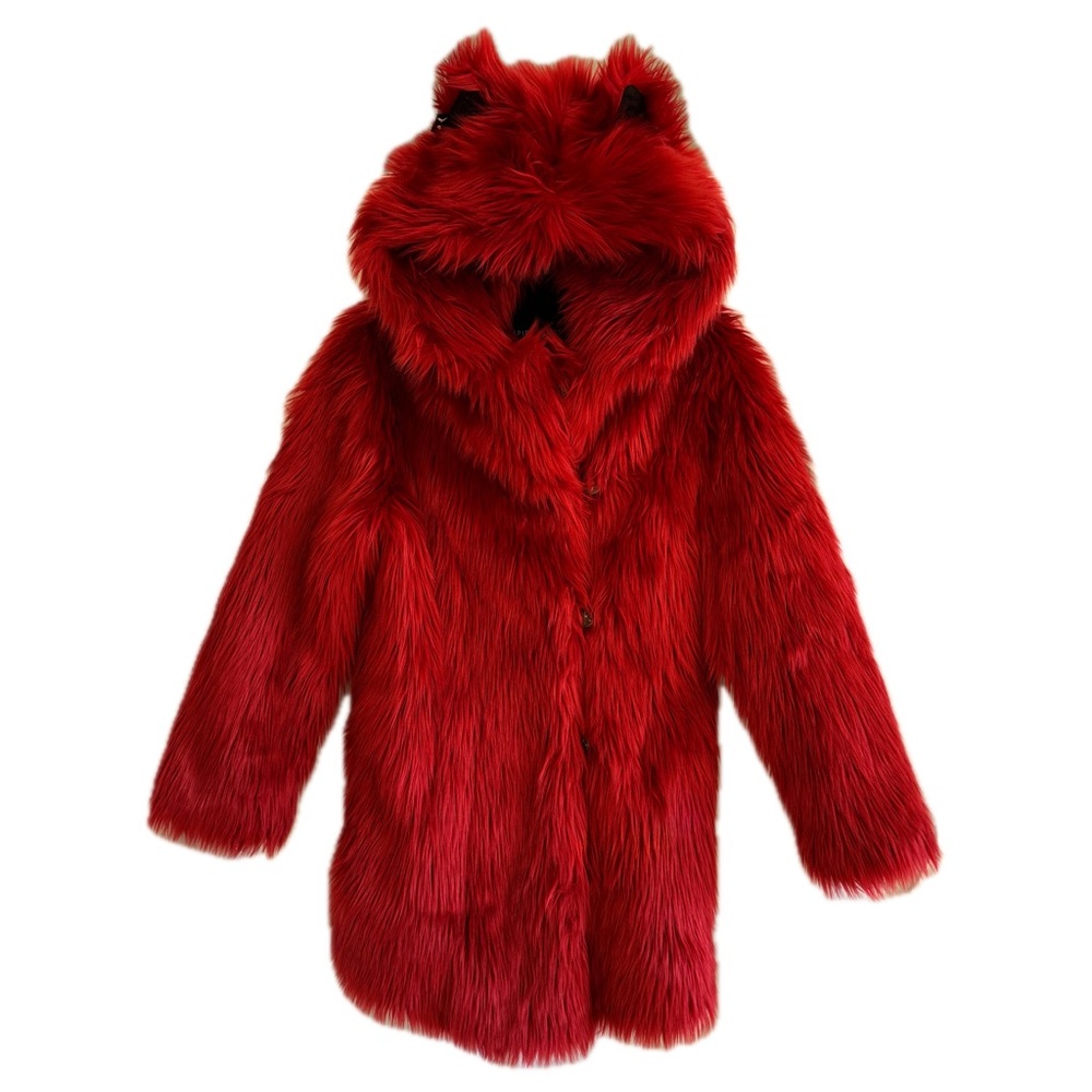 SpiritHoods Red Velvet Wolf Classic Faux Fur Coat ❤️‍🔥
